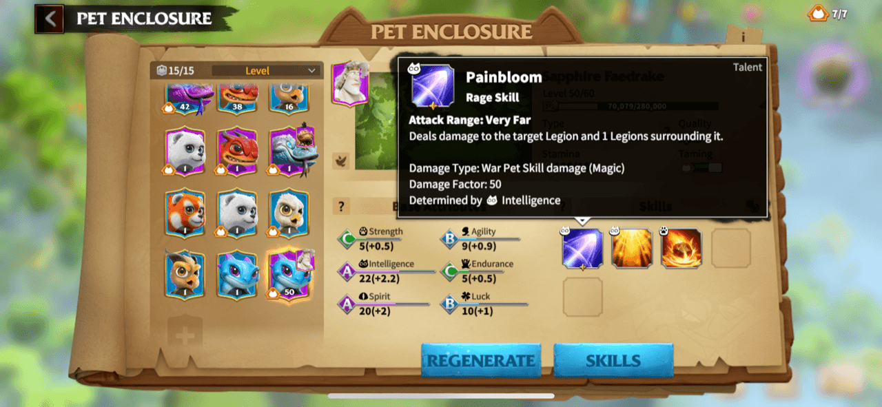 Pet skill level factor